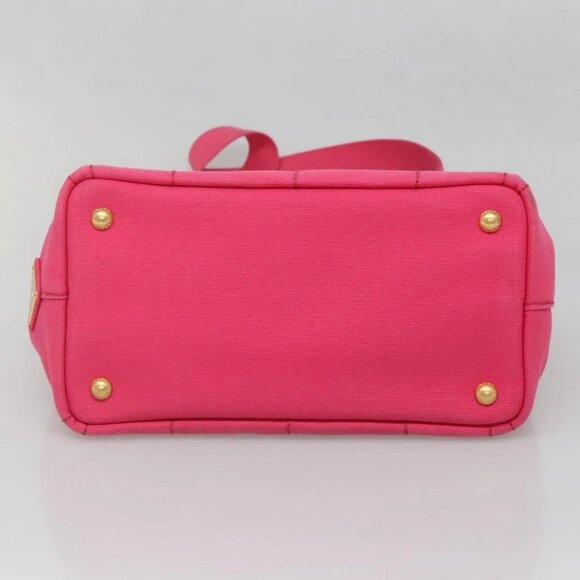 PRADA Canapa PM Hand Bag Canvas Pink Gold - Picture 9 of 16